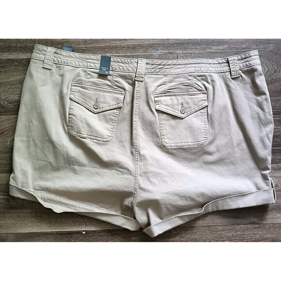 Torrid Military  Short Shorts Size 30 Summer Khaki Tan Stretch Twill Chino New - Picture 4 of 10